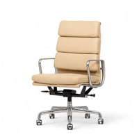 Eames Herman Miller Tall Cream Leather Office Chair Aluminum Group