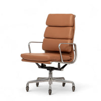 Herman Miller Eames Tall Brown Leather Desk Chair Aluminum Group