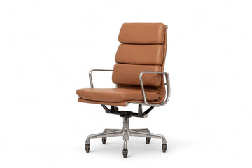 Herman Miller Eames Tall Brown Leather Desk Chair Aluminum Group