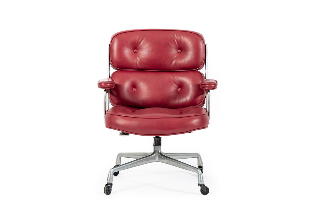 Vintage Eames for Herman Miller Time Life Red Leather Lobby Office Chair 1960s