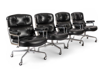 Eames for Herman Miller Time Life Black Leather Office Chairs 1980s