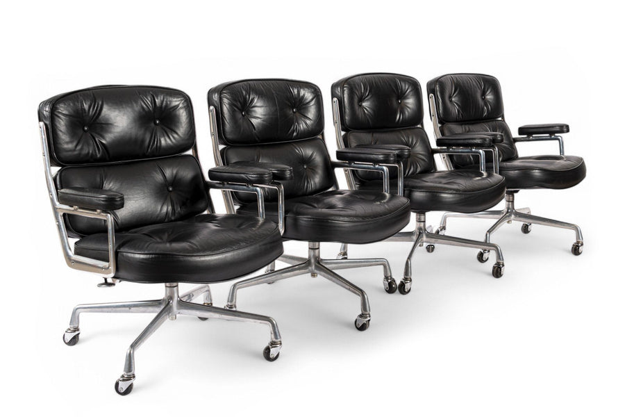 Eames for Herman Miller Time Life Black Leather Office Chairs 1980s