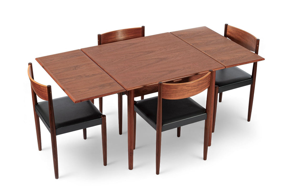 Mid Century Danish Teak Dining Table and Chair Set by Poul Volther for Frem Rojle