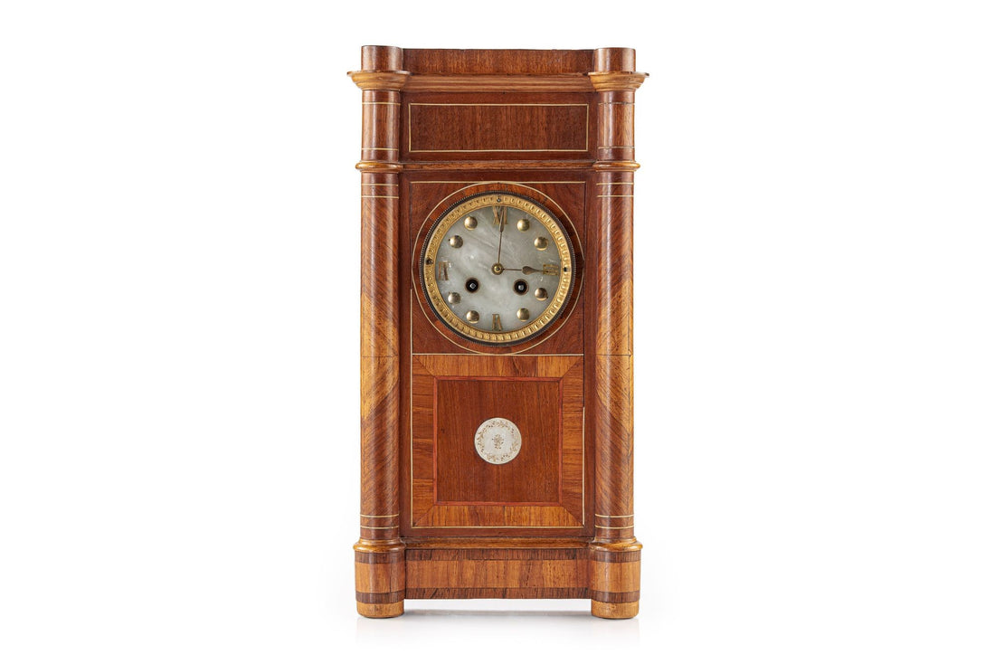 Antique French Wooden Chiming Mantel Clock, circa 1900