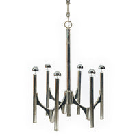 Gaetano Sciolari Italian Chrome Mid Century Modern Chandelier, 1970s