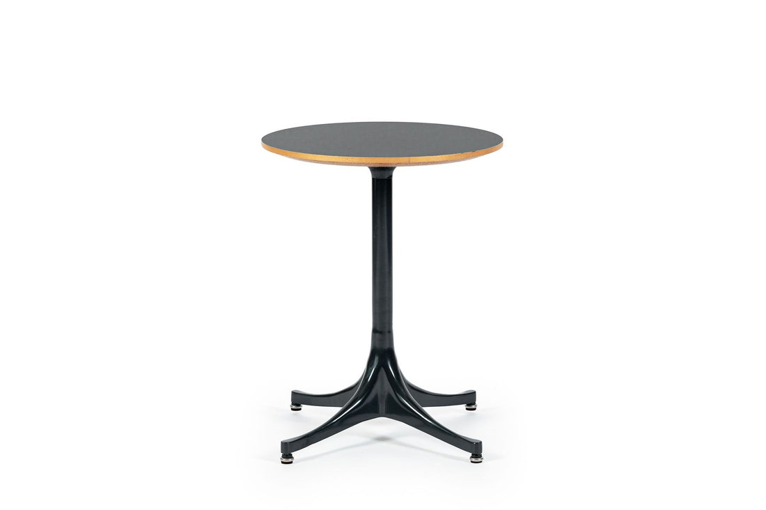 Mid Century George Nelson Pedestal Side Table for Herman Miller Black Laminate