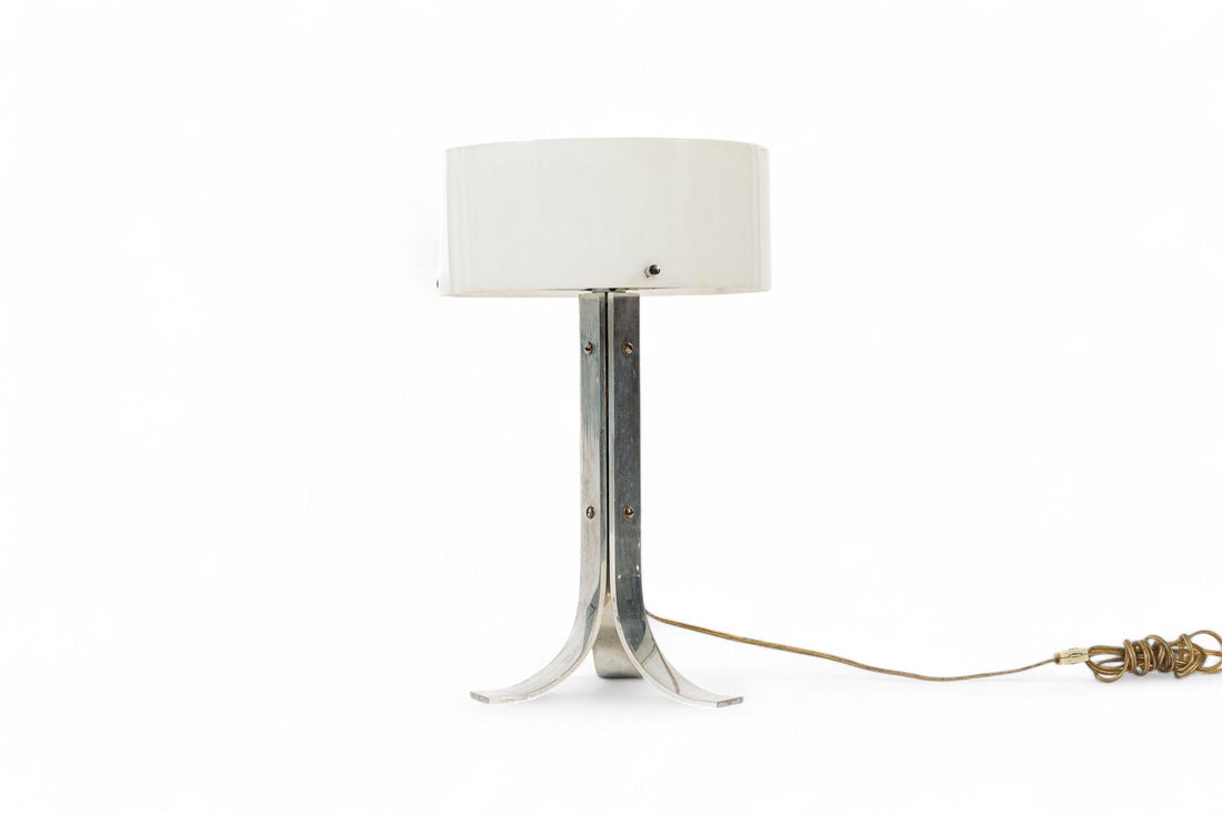 Vintage Mid Century Silver & White Acrylic Shade Table Lamp