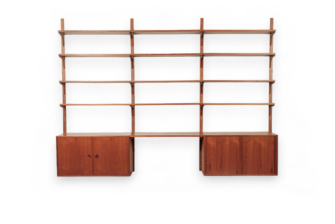 Large Mid Century Danish HG Teak Wood Modular Wall Unit Shelving & Bookcase