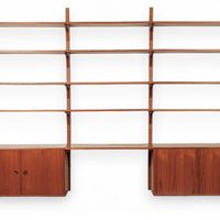 Large Mid Century Danish HG Teak Wood Modular Wall Unit Shelving & Bookcase