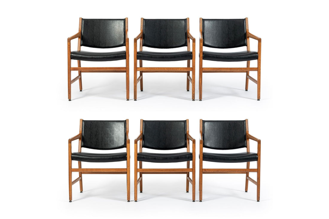 Hans J. Wegner JH507 Oak Dining Armchairs for Johannes Hansen (Attr.), Set of 6, Denmark, Circa 1965