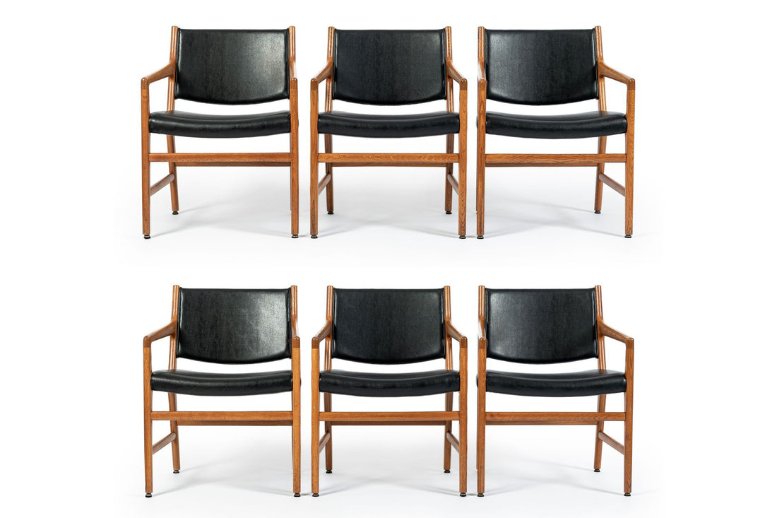 Hans J. Wegner JH507 Oak Dining Armchairs for Johannes Hansen (Attr.), Set of 6, Denmark, Circa 1965