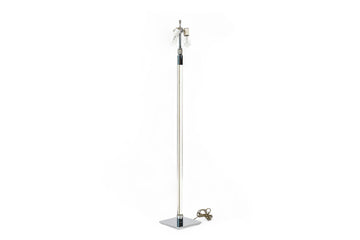 Vintage Mid Century Glass Column & Chrome Floor Lamp by Hansen