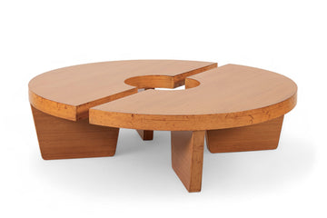 Mid Century Mahogany Wood Nuclear Coffee Table by Harvey Probber