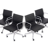 Eames for Herman Miller Black Leather Desk Chairs Thin Pad