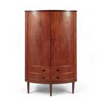 Mid Century Danish Modern Teak Corner Cabinet with Pivoting Drawers