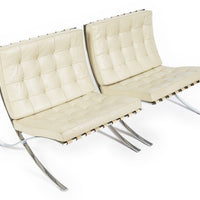 Mid Century Cream Barcelona Chairs by Mies van der Rohe for Knoll, 1980s