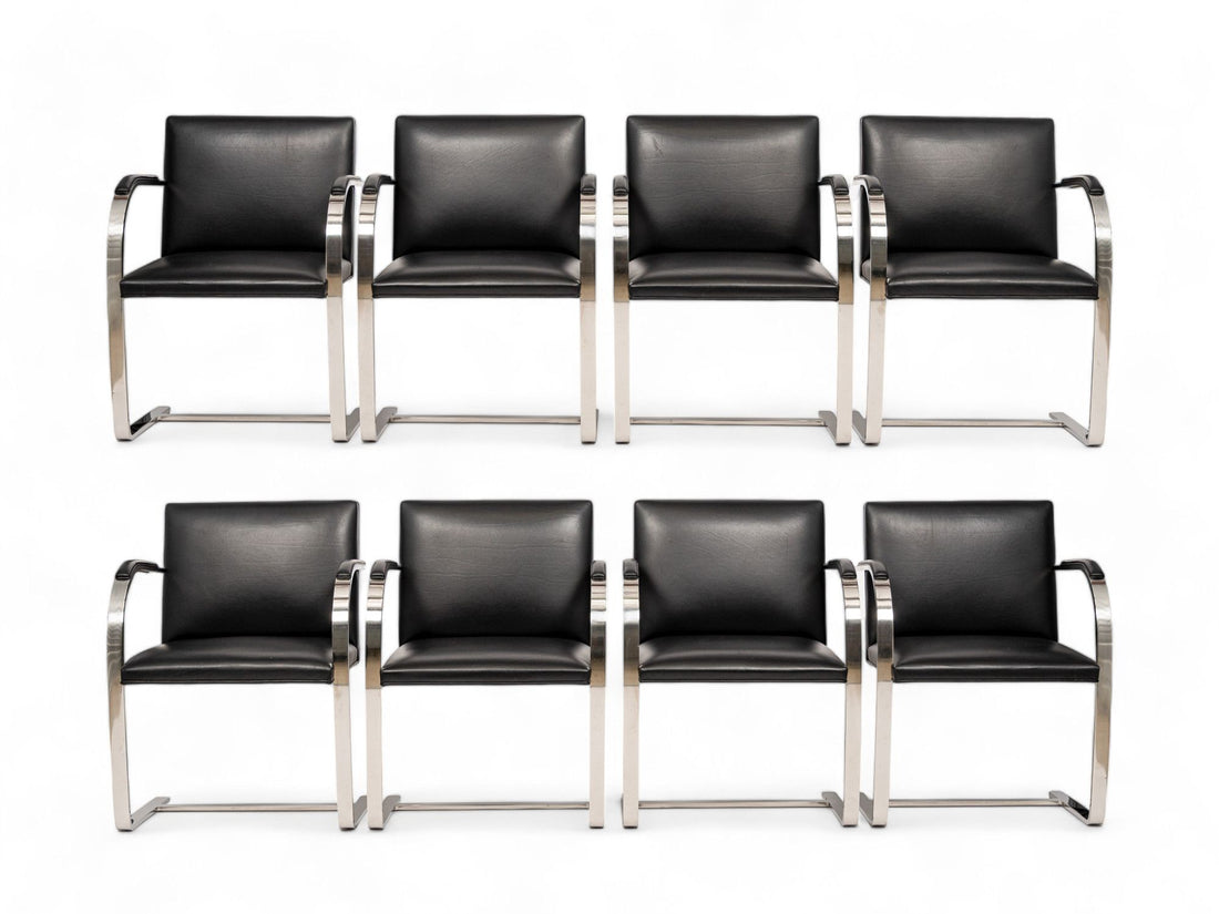 Mid Century Black Brno Chairs by Mies van der Rohe for Knoll 12 Available