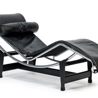 Cassina LC4 Black Leather Chaise Lounge Chair by Le Corbusier 1994