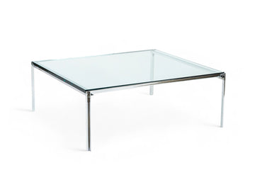 Mid Century Glass & Chrome Coffee Table by Katavalos for Laverne Originals