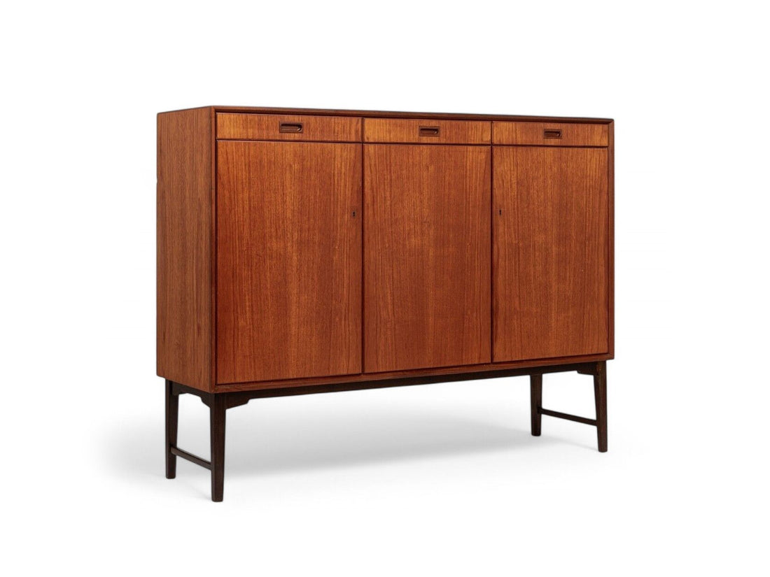 Mid Century Swedish Teak Wood High Cabinet Credenza or Sideboard