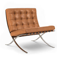 Mid Century Brown Leather Barcelona Chair by Mies van der Rohe for Knoll, 1983