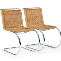 Mies van der Rohe MR10 Cane and Chrome Cantilever Dining Chairs for Stendig, Bauhaus Pair