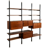Early Production George Nelson OMNI Three-Bay Modular Walnut Wall Unit by Structural Products, Circa 1961
