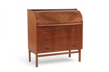 Mid Century Swedish Teak Rolltop Secretary Desk by Egon Ostergaard