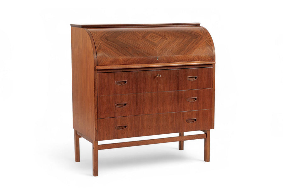 Mid Century Swedish Teak Rolltop Secretary Desk by Egon Ostergaard