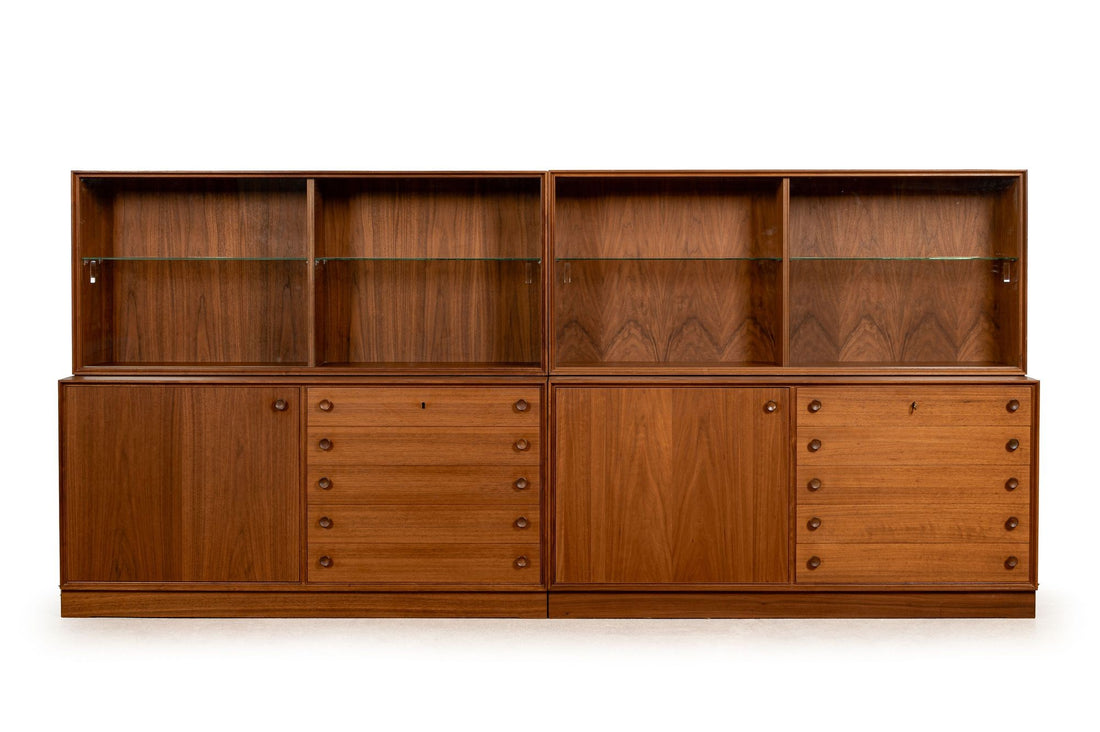 Pair of Swedish Mid-Century Modern Teak Bookcase Display Cabinets, 1960s