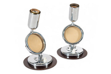 Pair Antique Art Deco Bauhaus Table Lamps with Glass Photo Inserts