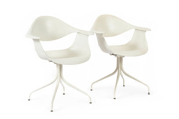 Mid Century White Swag Chairs by George Nelson for Herman Miller