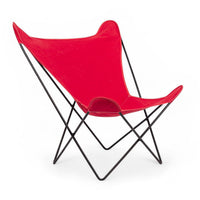 Vintage Mid Century Red Butterfly Canvas and Metal Chair by Knoll, 1970s