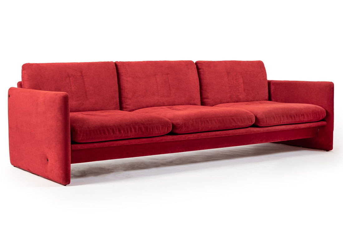 Vintage Italian Modern Red Simone Sofa by Simon International, Italy, Circa 1972