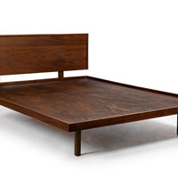 Vintage Mid-Century Walnut Wood Platform Bed by Richard Artschwager (attr.) 1950s