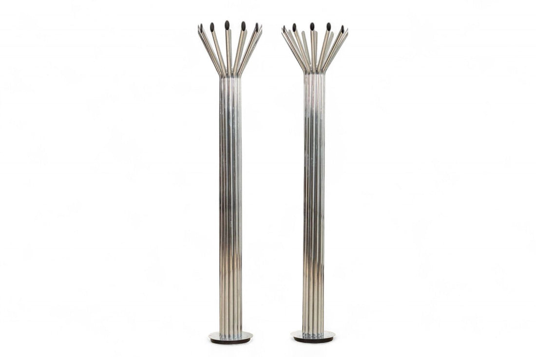Mid Century Silver Chrome Tubular Floor Lamp