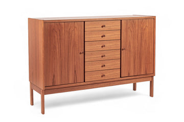 Mid Century Danish Teak Wood Credenza Sideboard Cabinet
