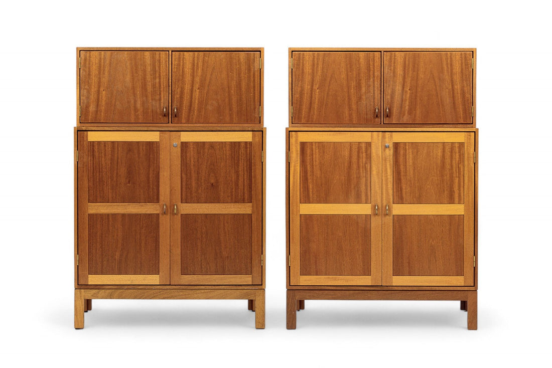 Pair Mid Century Danish Teak Wood Storage Cabinets by Soborg Mobler