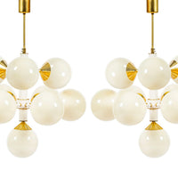 Pair of Mid-Century Modern Sputnik Chandeliers by Szarvasi, Hungary 1970s, 3x Avail