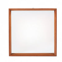Vintage Mid Century Square Teak Wood Hanging Wall Mirror