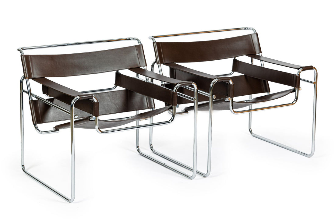 Pair of Mid Century Brown Wassily Chairs by Marcel Breuer for Stendig, 1960s, Labeled