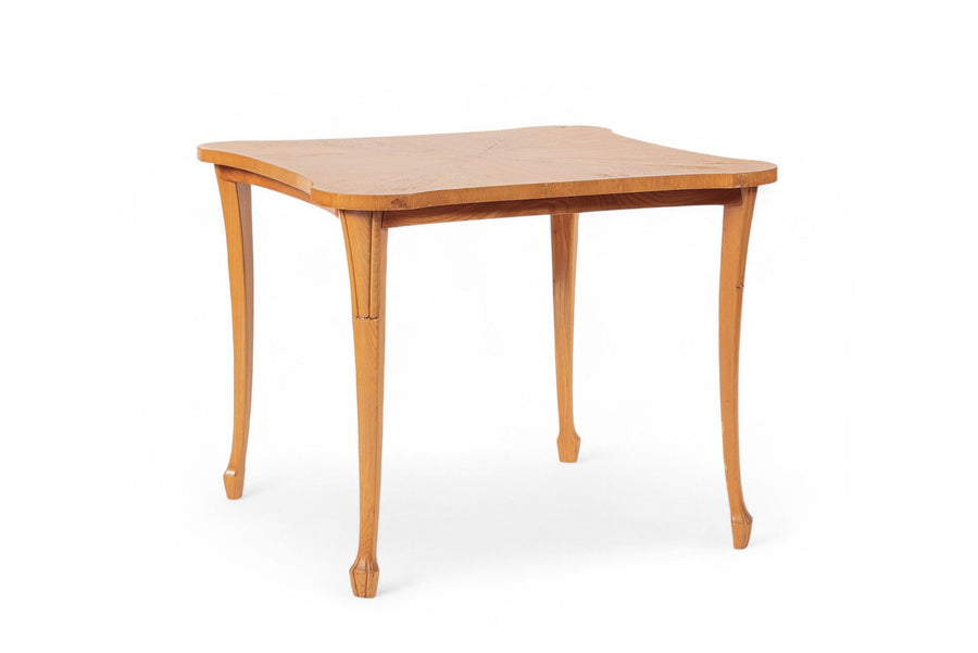 Vintage Art Deco Swedish Square Beech Scalloped Table 1940s