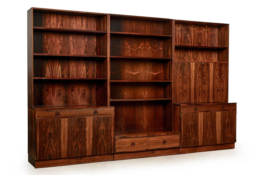 Mid-Century Swedish Rosewood Bookcase Dropdown Wall Unit by Bertil Fridhagen for Bodafors, 1960s
