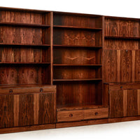 Mid-Century Swedish Rosewood Bookcase Dropdown Wall Unit by Bertil Fridhagen for Bodafors, 1960s