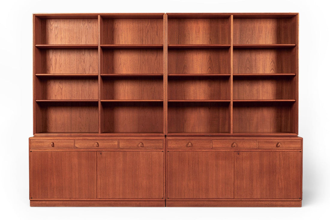 Large Mid Century Swedish Teak Wood Bookshelf Wall Unit by Bodafors