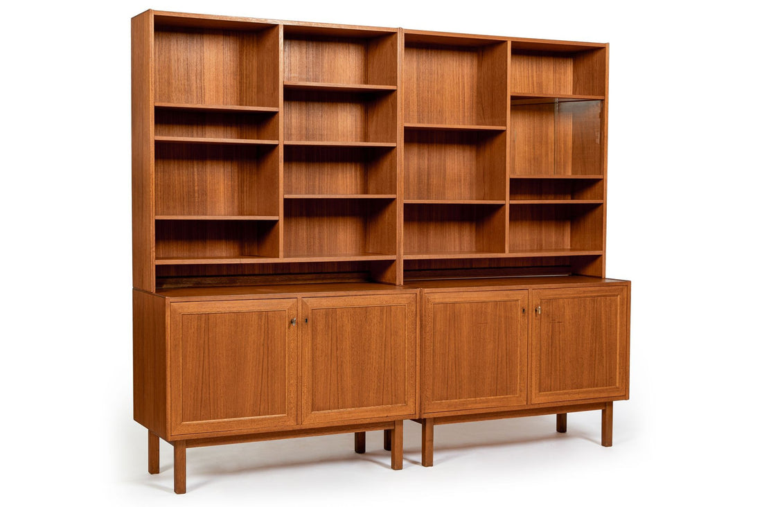 Pair Mid-Century Swedish Modern Teak Bookcase Cabinets, 1960s