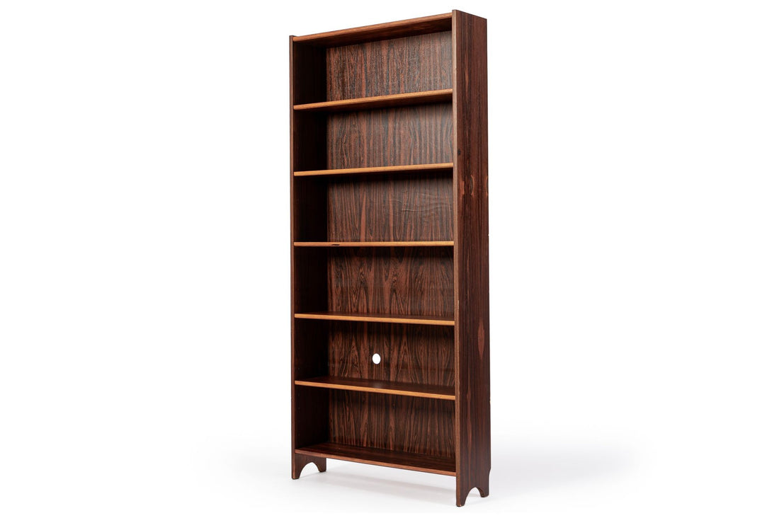 Mid Century Rosewood Bookcase, Scandinavian Tall Display Shelf, 3 Avail