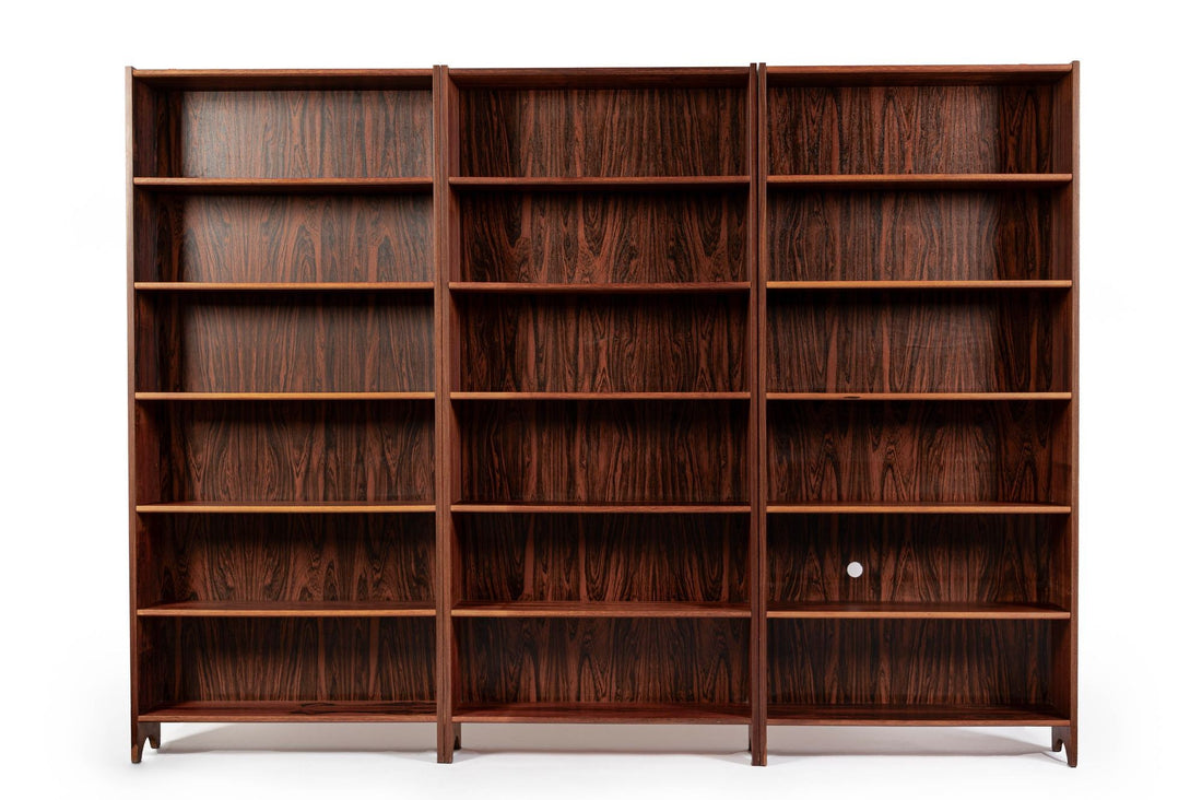 Set of 3 Mid Century Scandinavian Modern Rosewood Bookcases