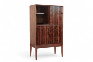 Mid Century Danish Modern Dark Wood Tall Cabinet