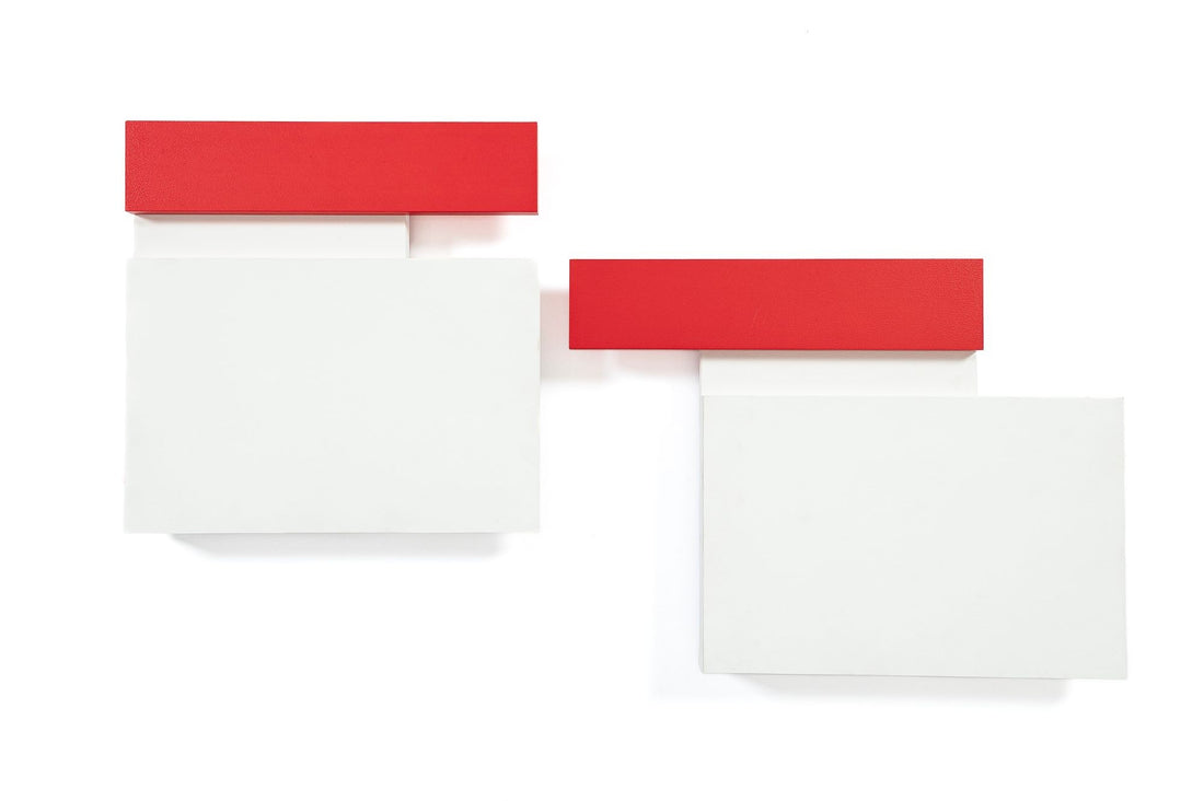 Contemporary Geometric Abstract Art Wall Reliefs by Thomas Vinson White–White–Red, 2004